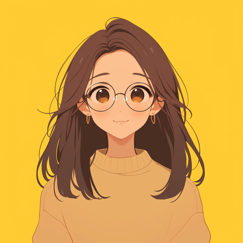 髪の長いメガネの女性