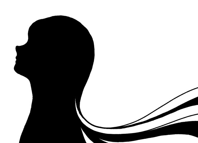 ロングヘア 女性 シルエット