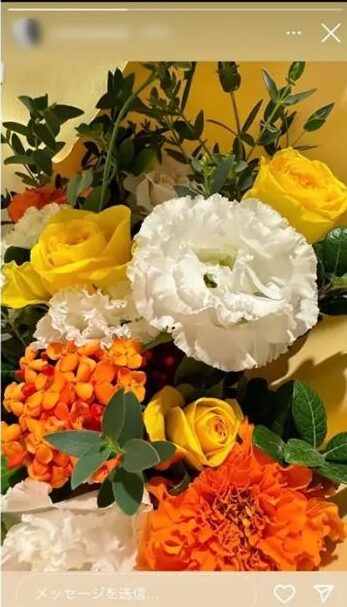 藤森慎吾さんとみづきさんの匂わせ①花束の写真