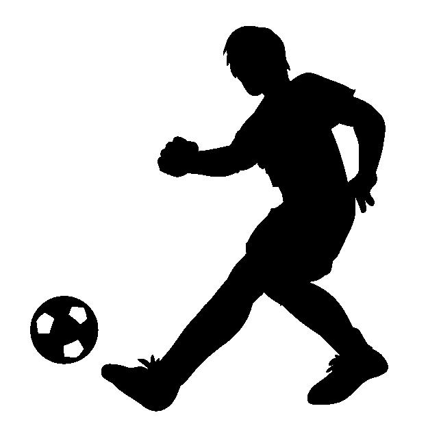 サッカーをしている男子のシルエット画像