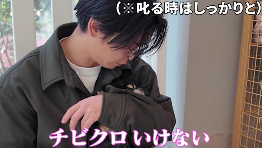 亀梨和也さんがチビクロくんに「いけない」と声をかけているシーン